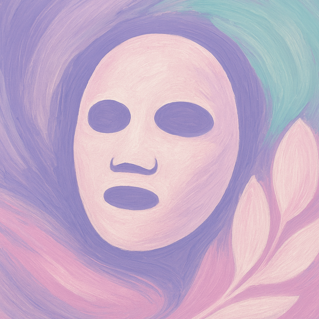 Face mask graphic representing serum samples in single-use sachets