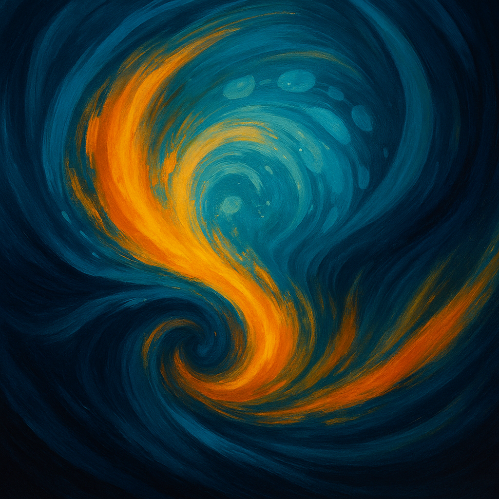 Swirling orange and blue design representing electrolyte hydration stick packaging